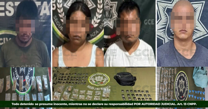 Detienen a cuatro personas por narcomenudeo en la Huasteca potosina
