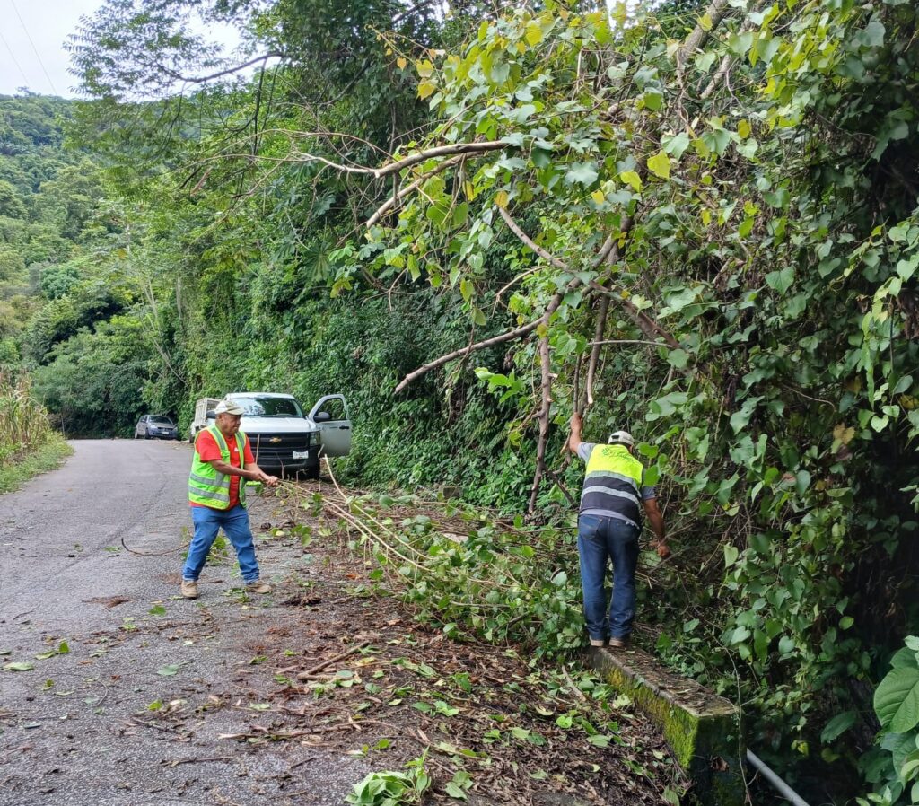 JEC atiende caminos afectados por lluvias en ocho municipios de la Huasteca potosina