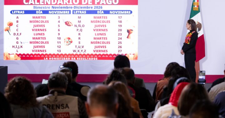 Bienestar depositará pensiones y programas sociales del 3 al 27 de noviembre